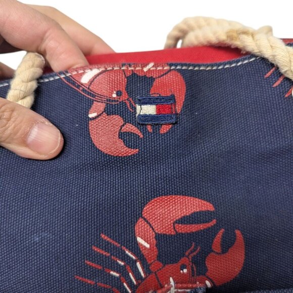 Tommy Hilfiger Navy Nautical Cape Cod Lobster Canvas Shoulder Bag Tote Purse - Picture 9 of 10